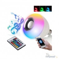 Lâmpada Musical Caixa Som Bluetooth Led Rgb Com Controle E27